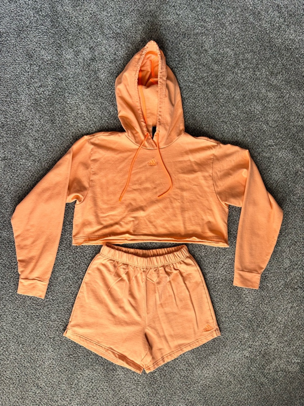 Peach Cropped Hoodie & Shorts Set - Women Shorts Like New Small